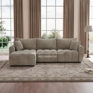 Sofa Sudut Modular Boucle Beige Modern Elora