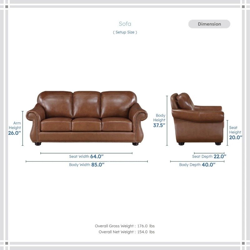Sofa Tamu Kulit Asli Cokelat Klasik Elegan Formasi 32 Dudukan (3)