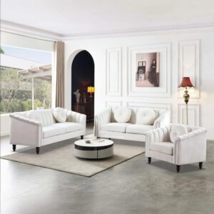 Sofa Tamu Putih Modern 321 Dudukan dengan Sandaran Empuk