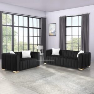 Sofa Tamu Salur Hitam Minimalis 32 Dudukan Model Modern
