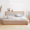 Tempat Tidur Dipan Kayu Jati Japandi dengan Headboard Jok