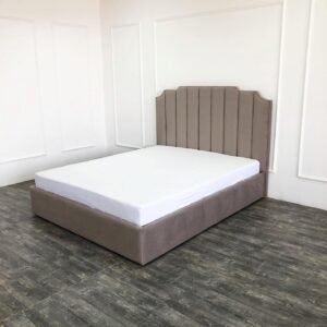 Tempat Tidur Full Kain Minimalis dengan Headboard Panel
