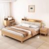 Tempat Tidur Kayu Jati Minimalis dengan Headboard Rak