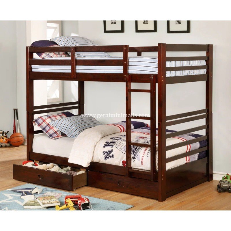 Tempat Tidur Tingkat Anak dengan Laci Penyimpanan di Bawah