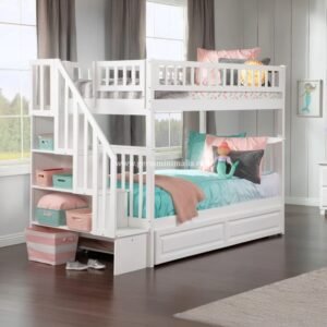Tempat Tidur Tingkat Anak dengan Tangga Lemari dan Tempat Penyimpanan