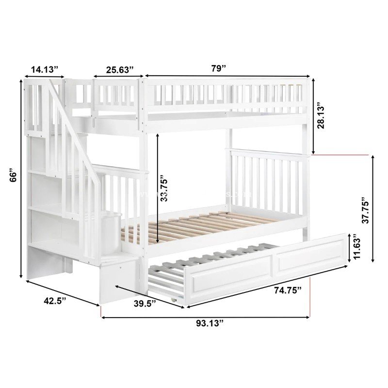 Tempat Tidur Tingkat Anak dengan Tangga Lemari dan Tempat Penyimpanan (3)
