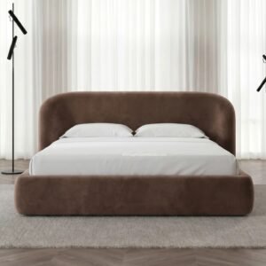 Tempat Tidur Upholstery Cokelat Minimalis Modern