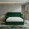 Tempat Tidur Velvet Hijau Gaya Modern