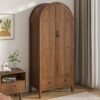 Wardrobe Kayu Jati 2 Pintu Lengkung 2 Laci Japandi
