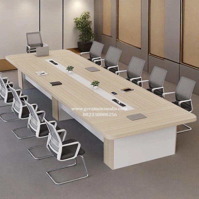 Meja Meeting Kantor Besar 12 Orang Rapat Minimalis Modern Kaki Simple