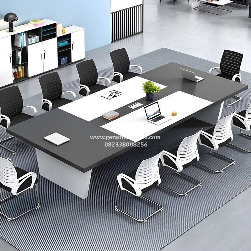Meja Meeting Kantor Minimallis 10 Orang Rapat Simple Elegan