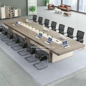 Meja Meeting Panjang Minimalis 14-16 Orang Rapat Besar HPL Plywood