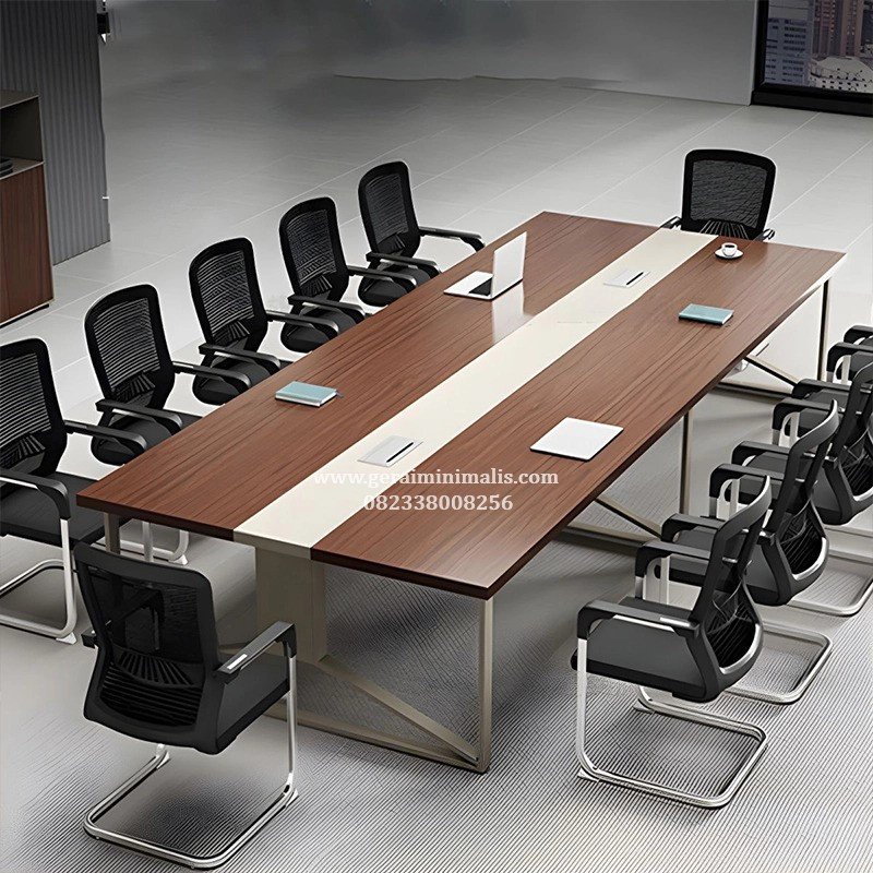 Meja Rapat Kantor Industrial Simple 12 Orang Meeting Privat