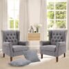 Kursi Sofa Minimalis 1 Seater Single Wingchair Abu-abu