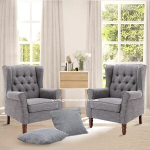 Kursi Sofa Minimalis 1 Seater Single Wingchair Abu-abu