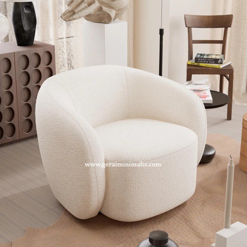 Kursi Sofa Minimalis Ruang Tamu Kecil Single Dudukan Boucle (2)