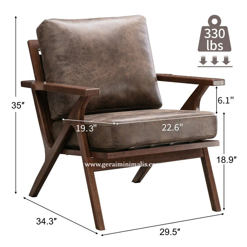 Kursi Sofa Santai 1 Seater Dudukan Arm Kayu Retro (2)