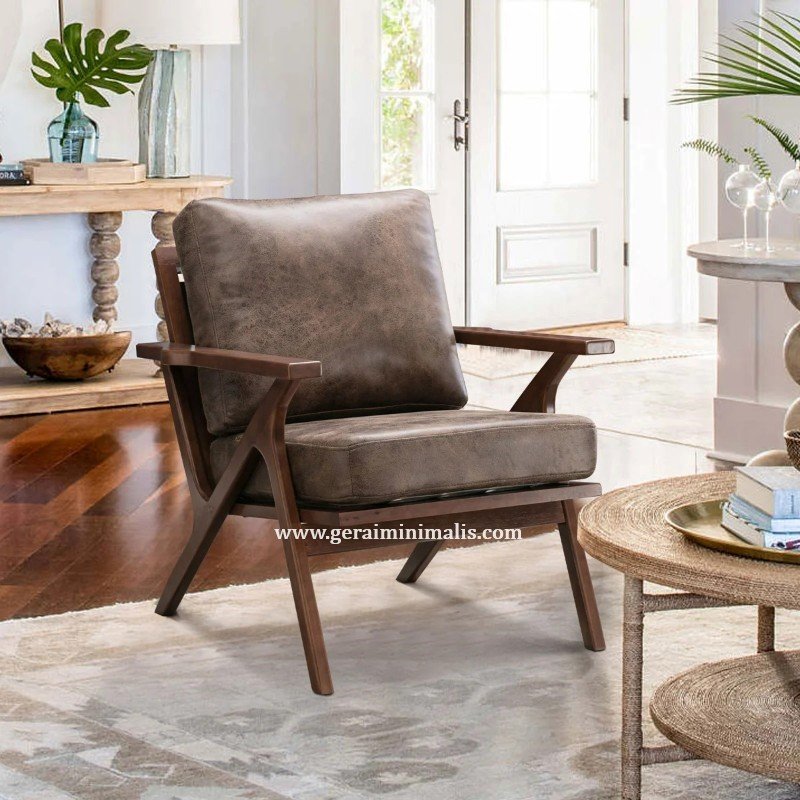 Kursi Sofa Santai 1 Seater Dudukan Arm Kayu Retro (3)