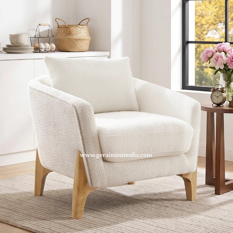 Kursi Sofa Single Minimalis 1 Dudukan Kaki Retro Antik