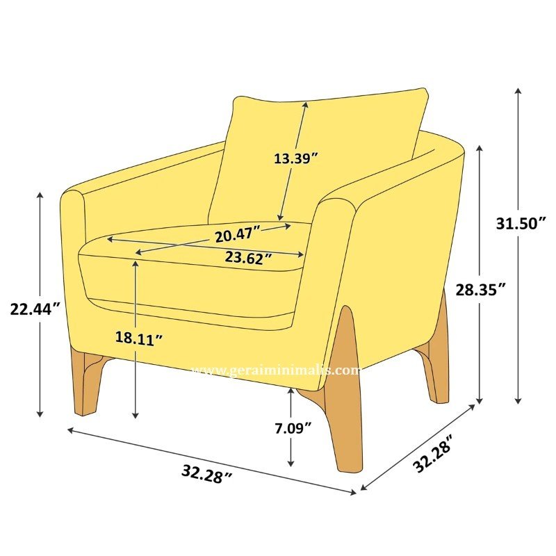 Kursi Sofa Single Minimalis 1 Dudukan Kaki Retro Antik (3)