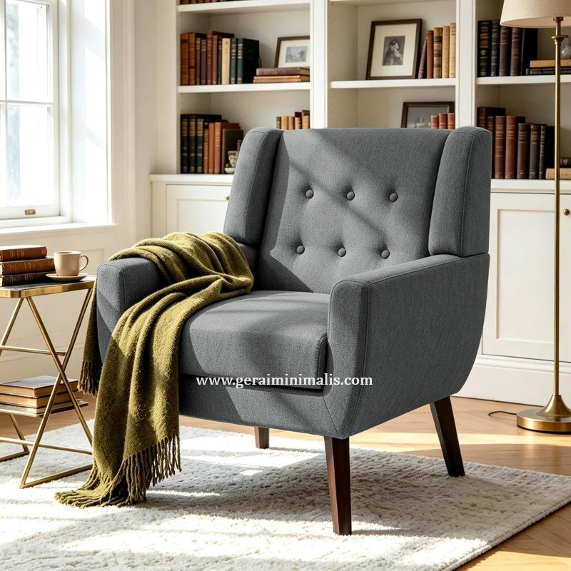 Sofa Minimalis Santai Single Dudukan Arm Grey Jaqueze